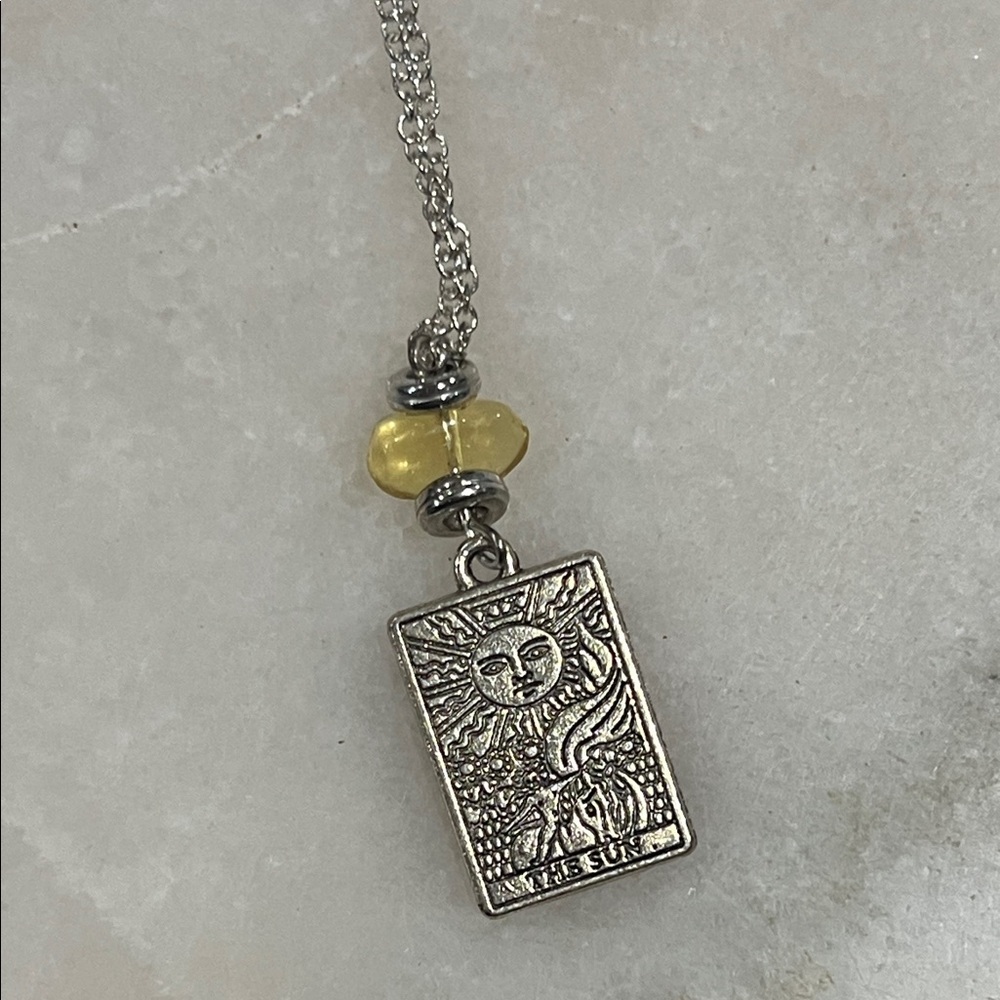 Silver Sun Citrine Pendant Necklace